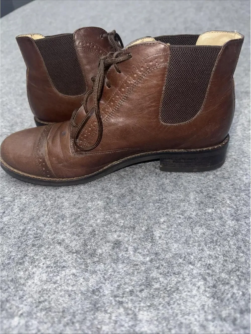 Ariat ATS Womens Chelsea  6 M Brown Leather Lace Up Boots Work Ankle Round Toe